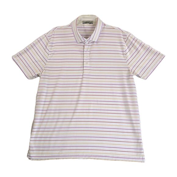 G/FORE Polo Shirt Mens XL White Multicolor Stripe Golf Performance Stretch - Picture 5 of 13